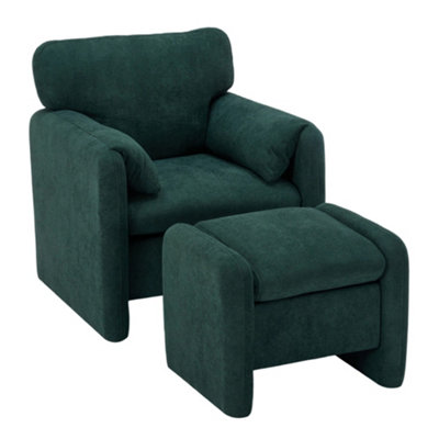 Darphe Green Chenille Upholstered Armchair With Footstool77Cm W X 77Cm D X 83Cm H from B&Q