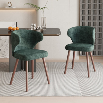 Darphe Set Of 2 Green Chenille Upholstered Dining Chairs82Cm (H) from B&Q