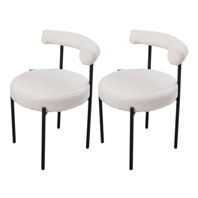 Darphe 2Pcs White Sherpa Fleece Upholstered Dining Chairs76Cm H from B&Q