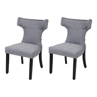 Darphe Modern Linen Dining Chairs Set Of 2 Upholstered Kitchen Chairs With Wooden LegsGrey from B&Q
