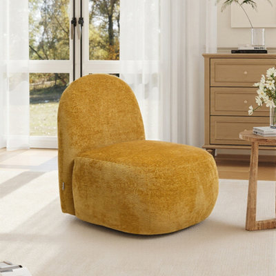 Darphe Modern Yellow Chenille Upholstered Swivel Lounge Chair Upholstered Accent Chair from B&Q