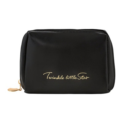 Living And Home Black Portable Pu Leather Makeup Bag 14Cm (W) X 6Cm (D) X 10Cm (H) from B&Q