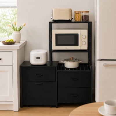 Darphe Mini Fridge Stand With Wine Rack And Power StripBlack from B&Q