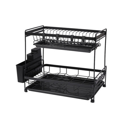 Darphe 2 Tier Countertop Dish Drying Rack With Drip Trays from B&Q
