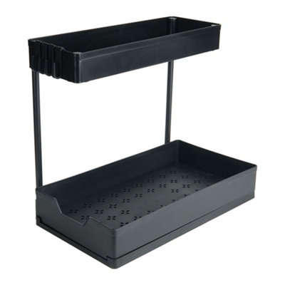 Darphe 2-Tier Pull-Out Under Sink Storage Rack Black from B&Q