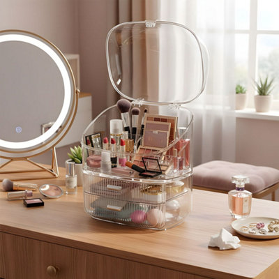Darphe Tabletop Clear Dustproof Cosmetic Storage Organiser 27.5Cm(W) X 17Cm(H) X 35Cm(H) from B&Q
