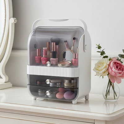 Darphe White Tabletop Dustproof Cosmetic Storage Organiser 26Cm(W) X 17Cm(D) X 36.5Cm(H) from B&Q