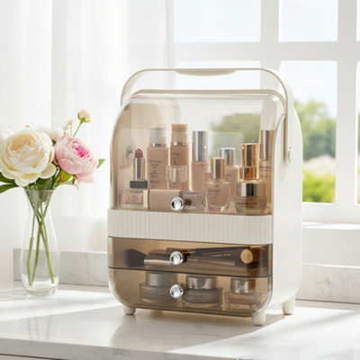 Darphe Cream Yellow Tabletop Dustproof Cosmetic Storage Organiser 26Cm(W) X 17Cm(D) X 36.5Cm(H) from B&Q