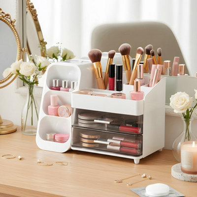 Darphe White Modern Multi-Compartment Cosmetic Storage Organiser With Drawers from B&Q