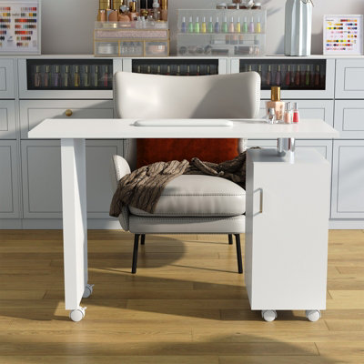 Darphe Professional Mobile Nail Technician Desk Manicure Table With Storage Cabinet from B&Q