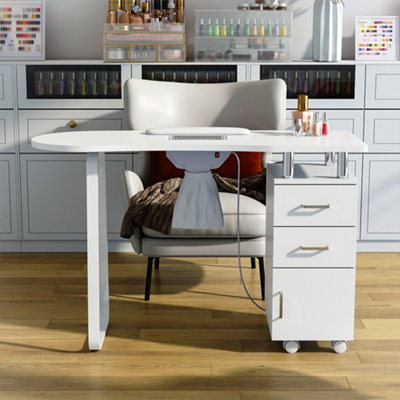 Darphe 120Cm White Manicure Table With Dust Extractor2 Drawers And Storage Cabinet from B&Q