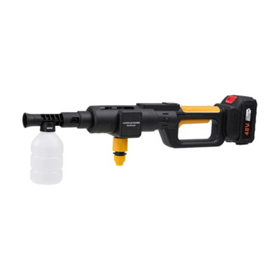 B&Q -  21V Cordless Handheld Pressure Washer Cleaner With 2 Batteries In Black And Yellow