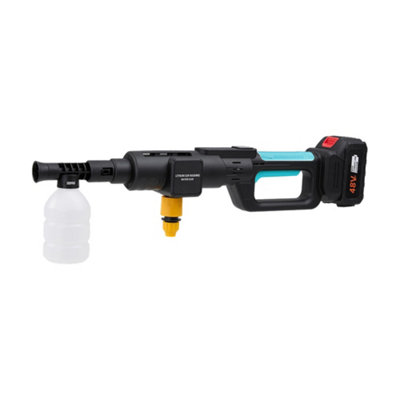 B&Q -  21V Cordless Handheld Pressure Washer Cleaner With 2 Batteries In Black And Blue