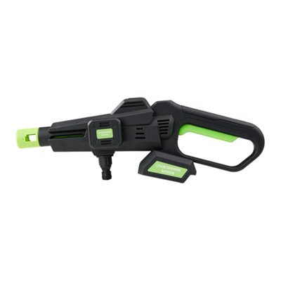 B&Q -  21V Black And Green Cordless Handheld Pressure Washer Cleaner With 2 Batteries In Black And Green