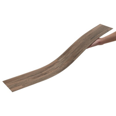 Darphe 36 Pieces Self Adhesive Wood Grain Effect Pvc Laminate Flooring Planks Dark Brown from B&Q