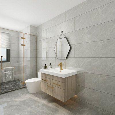 Darphe Peel And Stick Marble Look Wall Panels Self Adhesive Wall Tiles 60Cm Height X 30Cm Width from B&Q