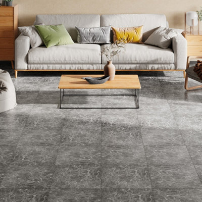 Darphe 24 Pieces Marble Effect Self Adhesive Vinyl Floor Tiles Peel And Stick Planks 5 Square Meters from B&Q
