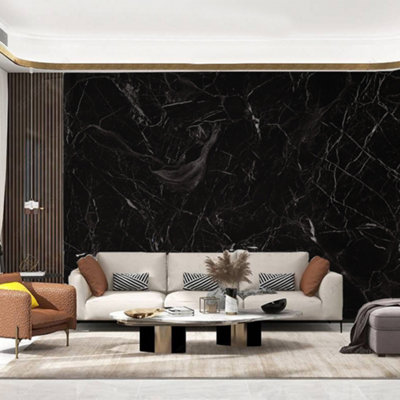 Darphe Black Marble Effect Waterproof Self Adhesive Wallpaper Roll Moisture And Oil Proof 60Cm X 3 Meters from B&Q