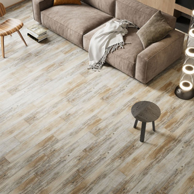 Darphe 36 Pieces Natural Wood Grain Peel And Stick Flooring Tiles 91.5Cm Width X 15.2Cm Depth 5 Square Meters from B&Q