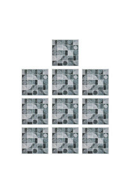 B&Q -  Set Of 10 Self Adhesive Geometric Retro Wall Tile Stickers
