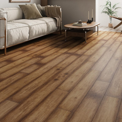 B&Q -  36Pcs Wood-Grain Effect Pvc Self-Adhesive Plank Flooring Set