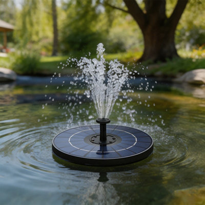 Living And Home 4W Floating Solar Fountain With Interchangeable Spray Heads