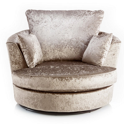 Furnishings For Less UK Crystal Crushed Velvet Fabric Fabric Swivel Chair 360 Rotation Mink from B&Q