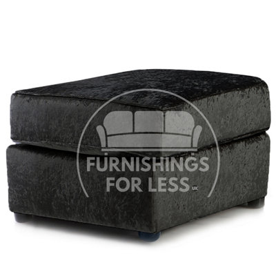 Furnishings For Less UK Crystal / Chelsea Soft Crushed Velvet Fabric Black Footstool Sofa Accessory from B&Q