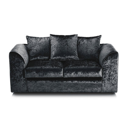 Furnishings For Less UK Crystal Crushed Velvet Fabric Fabric 2 Seater Sofa BlackScatter Back from B&Q