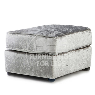 Furnishings For Less UK Crystal / Chelsea Soft Crushed Velvet Fabric Silver Footstool Sofa Accessory from B&Q