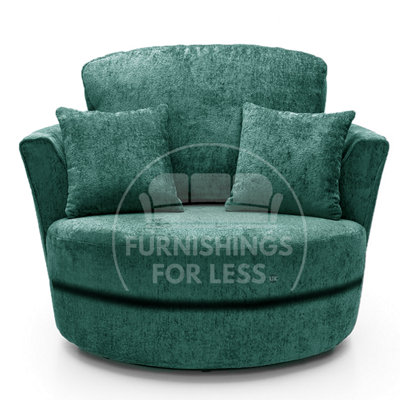 Furnishings For Less UK Monaco Chenille Fabric Swivel Chair 360 Rotation Foam Teal from B&Q