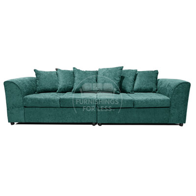 Furnishings For Less UK Monaco Chenille Fabric Long 4 Seater Sofa  Teal from B&Q