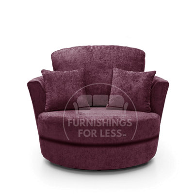 Furnishings For Less UK Monaco Chenille Fabric Swivel Chair 360 Rotation Foam Purple from B&Q
