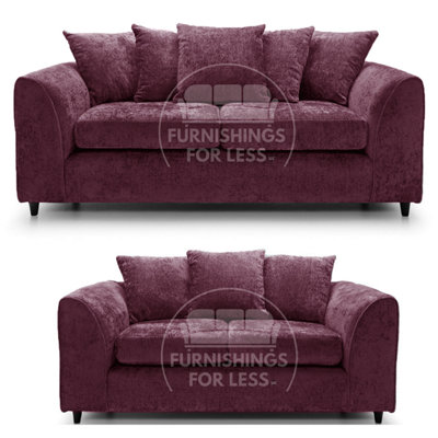 Furnishings For Less UK Monaco Chenille Fabric Sofa Set 3 And 2 Seater Sofa   Purple from B&Q