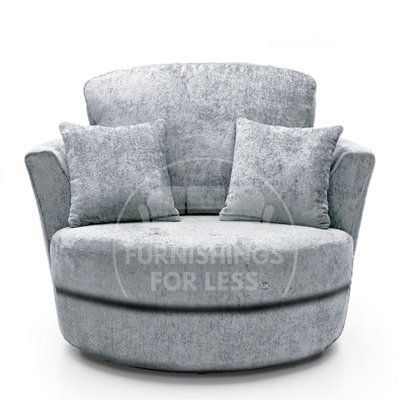 Furnishings For Less UK Monaco Chenille Fabric Swivel Chair 360 Rotation Foam Light Grey from B&Q