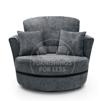 Furnishings For Less UK Monaco Chenille Fabric Swivel Chair 360 Rotation Foam Grey from B&Q