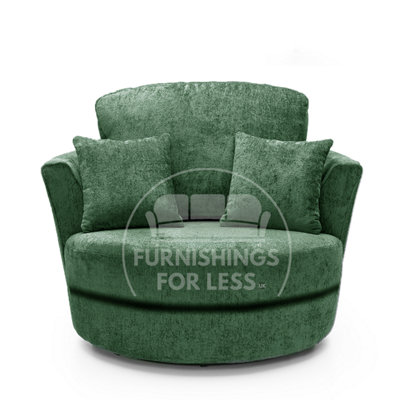 Furnishings For Less UK Monaco Chenille Fabric Swivel Chair 360 Rotation Foam Green from B&Q