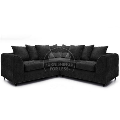 Furnishings For Less UK Monaco Chenille Fabric 5 Seater L Shaped Corner Sofa  Black from B&Q
