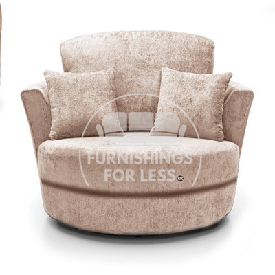 Furnishings For Less UK Monaco Chenille Fabric Swivel Chair 360 Rotation Foam Beige from B&Q