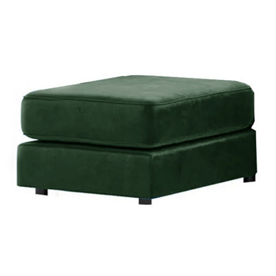 Furnishings For Less UK Brooklyn Plush Velvet Foam Filled Green Footstool Sofa Accessory from B&Q