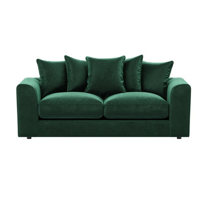Furnishings For Less UK Brooklyn Plush Velvet Fibre Fabric 3 Seater Sofa  Green from B&Q