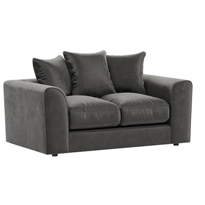 Furnishings For Less UK Brooklyn  Plush Velvet Fibre Fabric 2 Seater Sofa   Grey from B&Q