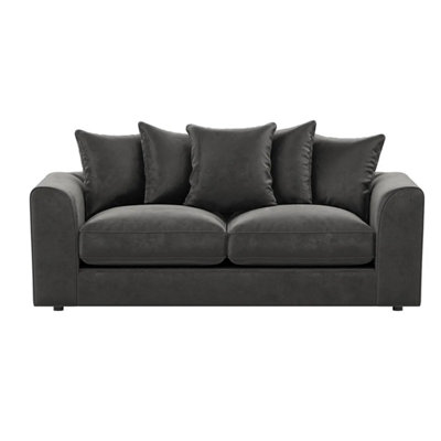 Furnishings For Less UK Brooklyn Plush Velvet Fibre Fabric 3 Seater Sofa Grey from B&Q