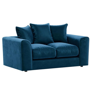 Furnishings For Less UK Brooklyn  Plush Velvet Fibre Fabric 2 Seater Sofa   Blue from B&Q