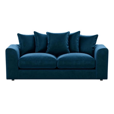 Furnishings For Less UK Brooklyn Plush Velvet Fibre Fabric 3 Seater Sofa Blue from B&Q