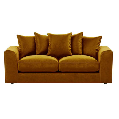 Furnishings For Less UK Brooklyn Plush Velvet Fibre Fabric 3 Seater Sofa  Gold from B&Q