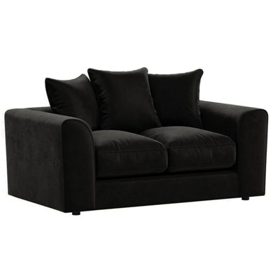 Furnishings For Less UK Brooklyn  Plush Velvet Fibre Fabric 2 Seater Sofa   Black from B&Q