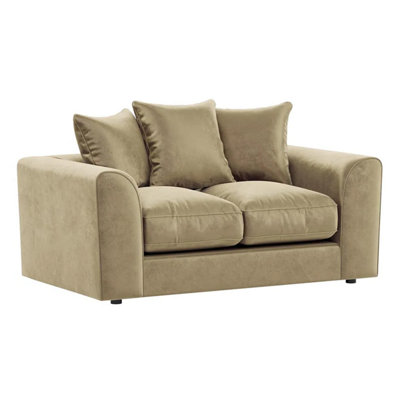 Furnishings For Less UK Brooklyn  Plush Velvet Fibre Fabric 2 Seater Sofa   Beige from B&Q