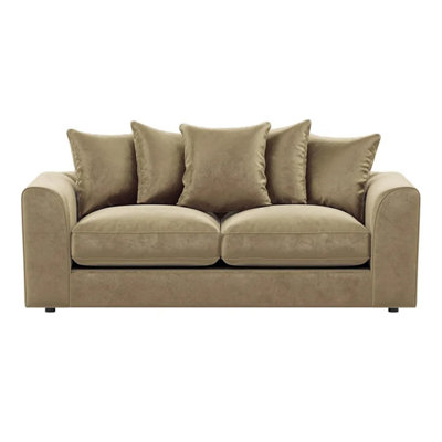 Furnishings For Less UK Brooklyn Plush Velvet Fibre Fabric 3 Seater Sofa Beige from B&Q