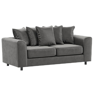 Furnishings For Less Uk Brooklyn Plush Velvet Fabric 3 Seater Sofa Foam Grey